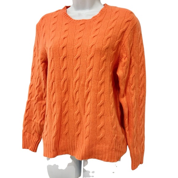 Ralph Lauren PURPLE LABEL Womens Sweater S/M Cashmere MELON Cable Knit EUC - Picture 2 of 12